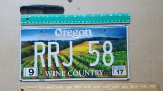 License Plate,  Oregon,  Specialty: Wine Country,  Vanity: Rrj 58