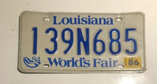 1984 1986 Louisiana License Plate Tag World’s Fair