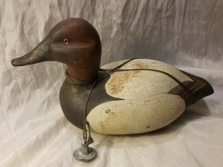 Vintage Ducks Unlimited Wooden Decoy With Weight Signed By P.  Korman