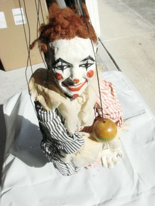 Antique Victorian Handcrafted Clown Marionette Puppet String Wood Control Ms2