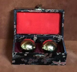 Vintage Brass Chiming Meditation Stress Relief Brass Balls W/box