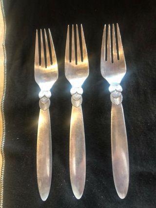 1 Georg Jensen Cactus Sterling Silver Flatware Dinner Fork 7 1/4 "