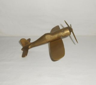 Vintage made in India Solid Brass Propeller Airplane Propeller Turns Wheels Roll 3