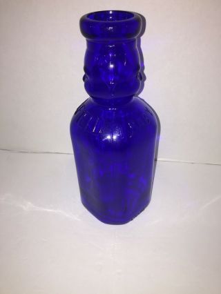 Vintage Brookfield Milk Double Baby Face Top Cobalt Blue Quart Milk Bottle 9.  5 "