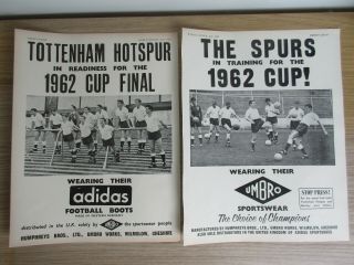 Tottenham Hotspur Spurs Vintage 1962 Cup Final Adidas,  Umbro Adverts