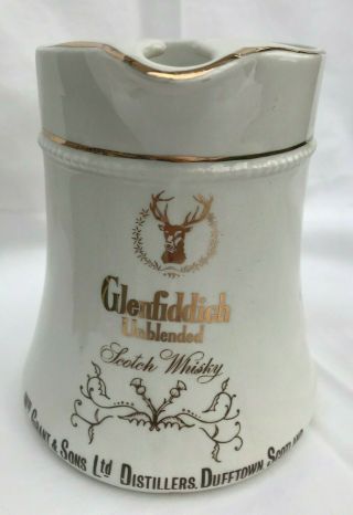 Glenfiddich Unblended Scotch Whiskey Advertising Ceramic Water Pitcher Mug Vntg