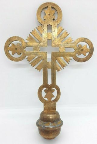 Antique Russian Orthodox Brass Cross 19th Century.