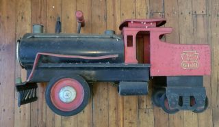 Antique Keystone Pressed Steel 6400 R.  R.  6 Wheel Ride On Train Engine Kids Toy