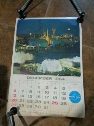 Vintage 1965 Pan Am Airlines Calendar -
