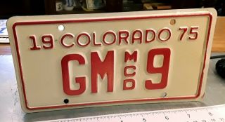 Colorado - 1975 Motorcycle Dealer License Plate - Red/refl White Low