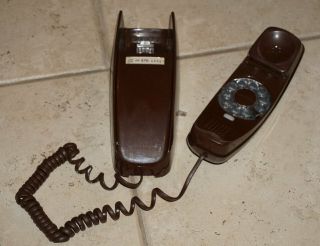Western Electric Bell System Rotary Trimline WALL TELEPhone Brown Vintage 3