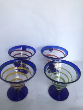 Set 4 Royal Caribbean Cruise Line Kosta Boda Swirl Martini Dessert Glasses 4.  5 "