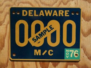 1976 Delaware Motorcycle Sample License Plate