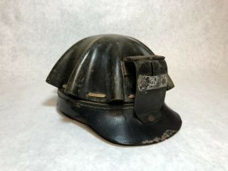 Antique Vintage Coal Miners Helmet Turtle Shell Leather Coal Mining 24 1/2” S - 2