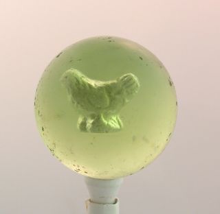 Antique Handmade German Sulphide Marble - - Hen Figure In A Colored Base Glass