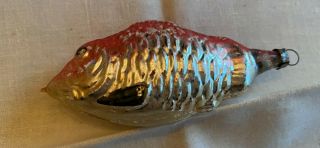 Vintage 3 1/2 " Mercury Glass Fish Christmas Ornament German?