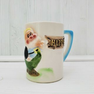Vintage Walt Disney Productions Snow White Seven Dwarfs Happy Ceramic Mug