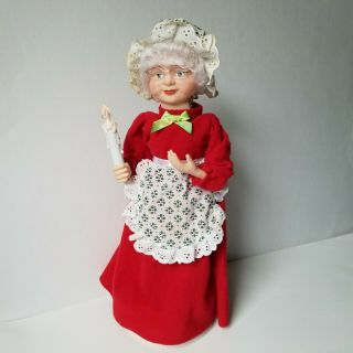 Vintage Animated Mrs.  Santa Claus Light Up Candle Musical Motionette See Video