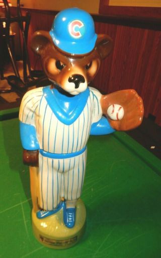 Vintage Antique 1985 Jim Beam Chicago Cub Baseball Mascot 17” Decanter Cubby