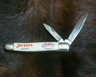 Vintage Imperial Jacques Seeds 2 - Blade Folding Pocket Knife,  Advertising