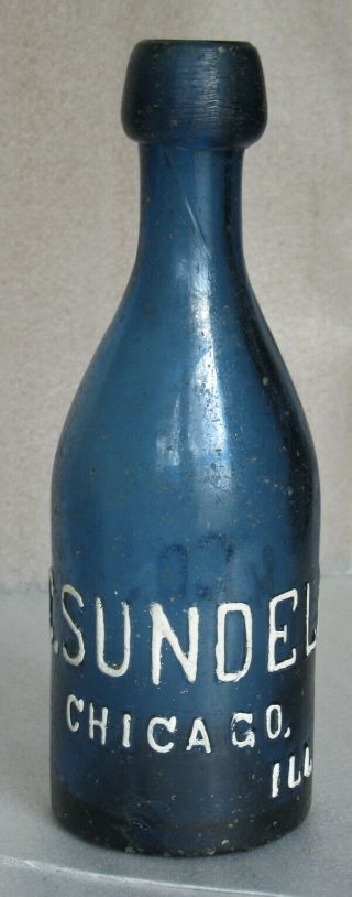 Antique Bottle Soda C Sundell & Co Chicago Ill Cobalt Pontiled Ip Il