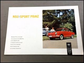 1960 Nsu Sport Prinz Vintage Car Sales Brochure Folder - Audi