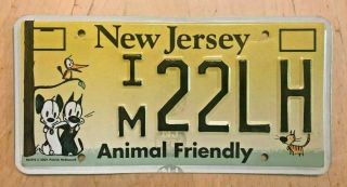 Jersey License Plate " Im 22 Lh " Animal Friendly Mutts Characters Dog Cat