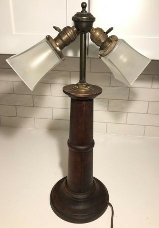 Antique C.  1915 1920s Mission Arts & Crafts Desk Lamp Shades Vtg 23” Old