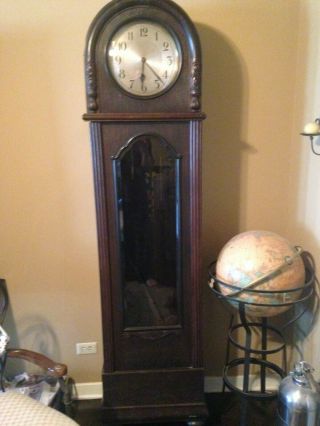 Grand Father Clock Coffin Case V - H Clock Black Oak