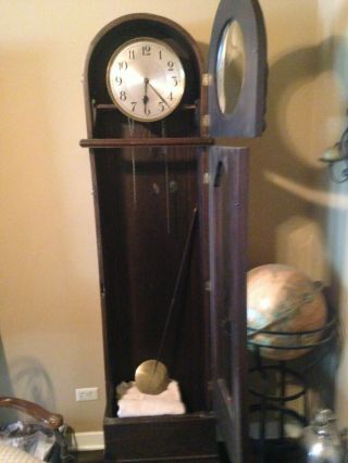 Grand Father Clock Coffin Case V - H Clock Black Oak 2