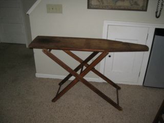 Folding All Wood Ironing Board Primitive Antique Vintage Wooden Table Farm