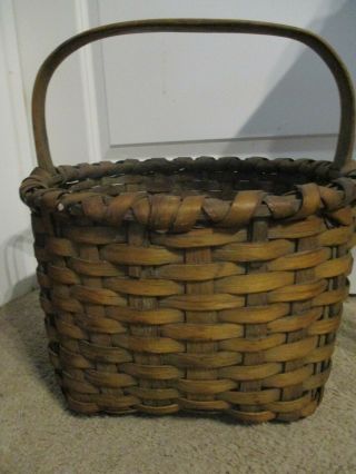 Huge Antique 1800s Ny Taconic Taghkanic Hand Woven Splint Gathering Basket