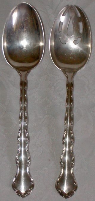 Set 2 Reed & Barton Tara Sterling Silver Flatware - Serving Spoons
