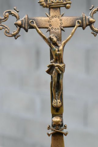⭐ antique French religious cross,  crucifix bronze 18th Century⭐ 2