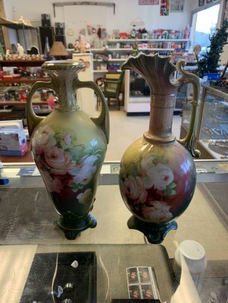 Antique Vintage Robert Hanke Royal Wettina Vase And Pitcher Set