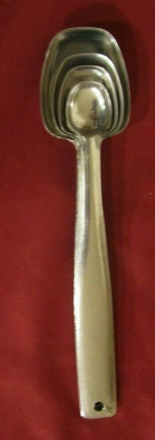 4 Vintage Foley Measuring Spoons Stainless Steel Long Handle
