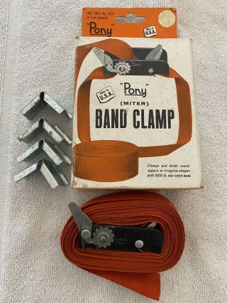 Pony Miter Band Clamp Vintage No.  1215 15 Foot Strap 4 Corners Made In Usa