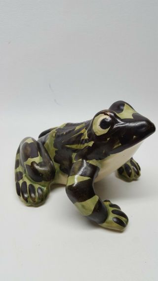 Vintage Brush Mccoy Pottery Frog Statue Figurine 5 " Long