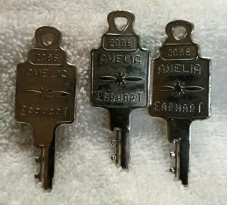 3 Vintage Amelia Earhart Luggage Keys Samsonite Suitcase Lock 2086