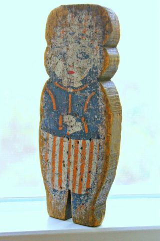 Antique Folk Art Painted Wood Trade Sign Jeweler Ithaca Sign Cute Girl
