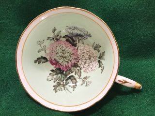 Vtg 1950’s Paragon By Appointment Chrysanthemums Green Footed Tea Cup Gold Trim