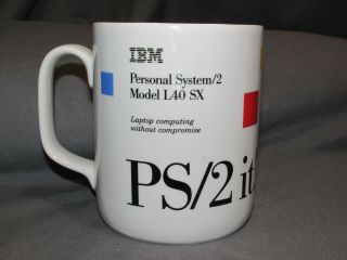 Vintage Ibm Personal System/2 Model L40 Sx Laptop Advertising Ceramic Cup/mug