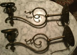 Pair Early Antique Vintage Brass Wall Sconce Light Fixture Chandelier Ceiling