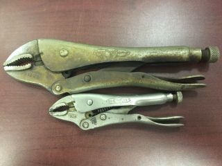 Two Vintage Petersen Mfg.  Dewitt Vise Grip Pliers,  10wr,  5wr Old Tools Usa Made