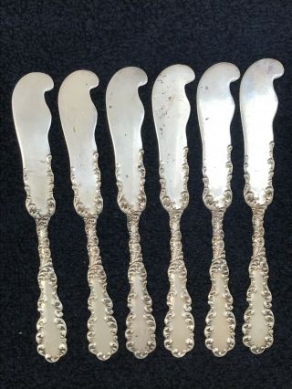 6 Vintage Rw&s Wallace Sterling Silver Waverly Pattern Butter Spreaders