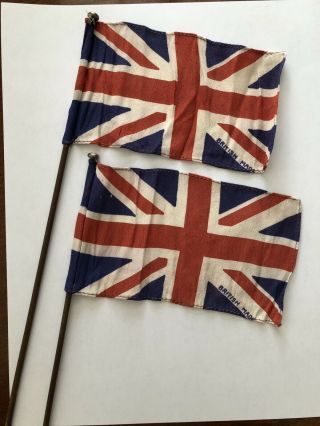 Small Vintage British Flags 3.  5x6” British Made Great Britain Union Jack