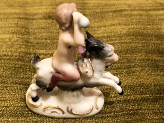 Antique Capodimonte Early Porcelain Miniature Figure Nude Boy Riding a Goat 3