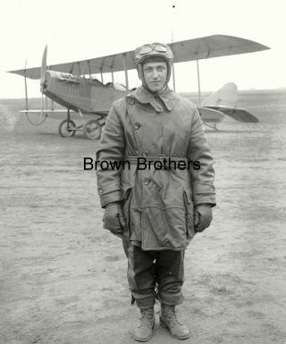 1917 Early Aviation Wwi Pilot Flight Suit W/bi - Plane Glass Plate Camera Negative