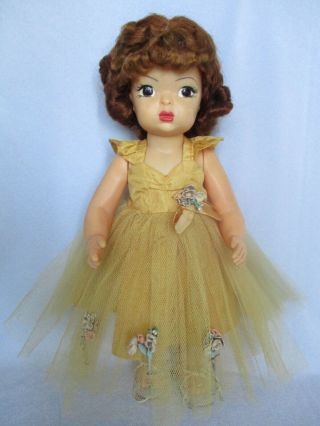 Vintage Terri Lee 16” Doll,  Tagged Ballgown Dress,  Auburn Red Hair
