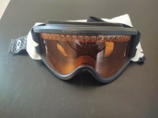 Vtg 90s Oakley O - Frame Ski Snowboard Goggles Black Frame Orange Lenses